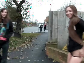 Naughty unlighted teen babe Leyla pissing outdoors