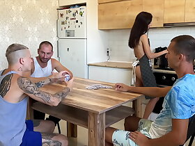 Lost his young get hitched at cards. Stretched her tight pussy right on the kitchen table